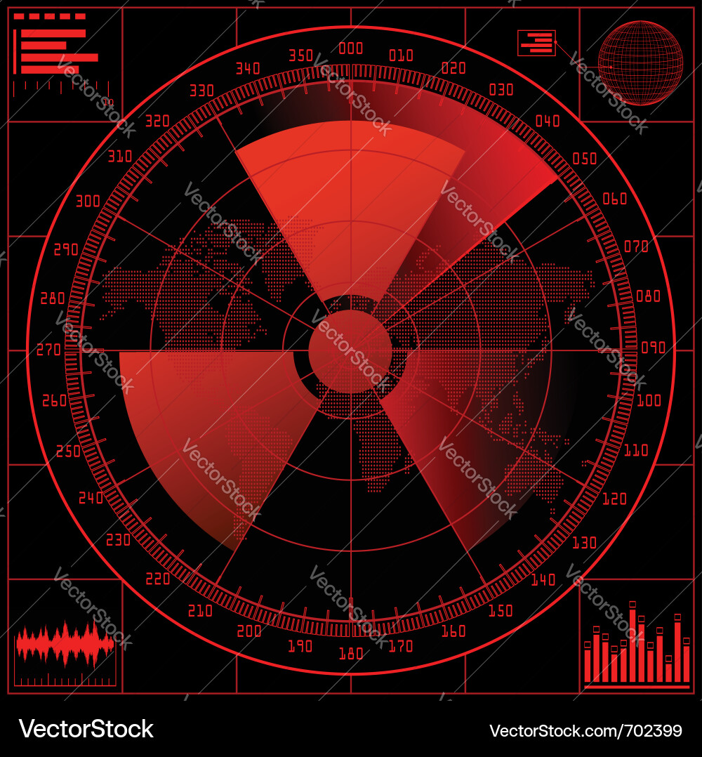 Radar Display with Radioactive Warning vector image