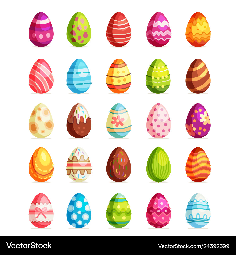 Realistic Easter Egg Set Vector Image