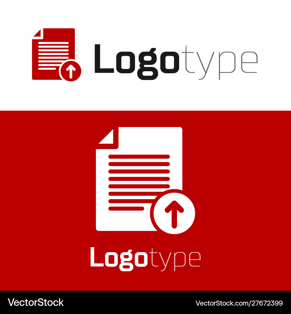 Red upload file icon isolated on white background Red upload file icon isolated on white background Vector Image