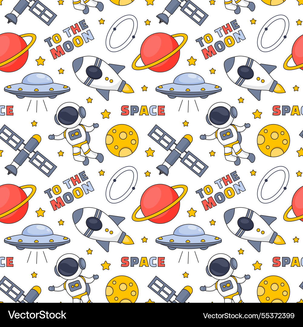 Seamless pattern of outer space exploration Seamless pattern of outer space exploration vector image