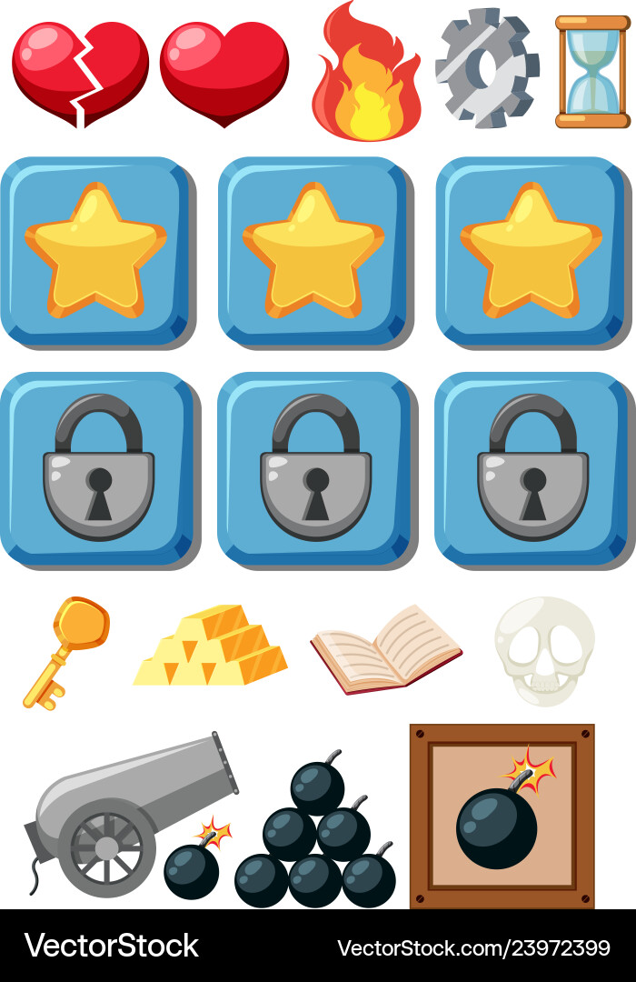 Set of game elements vector image