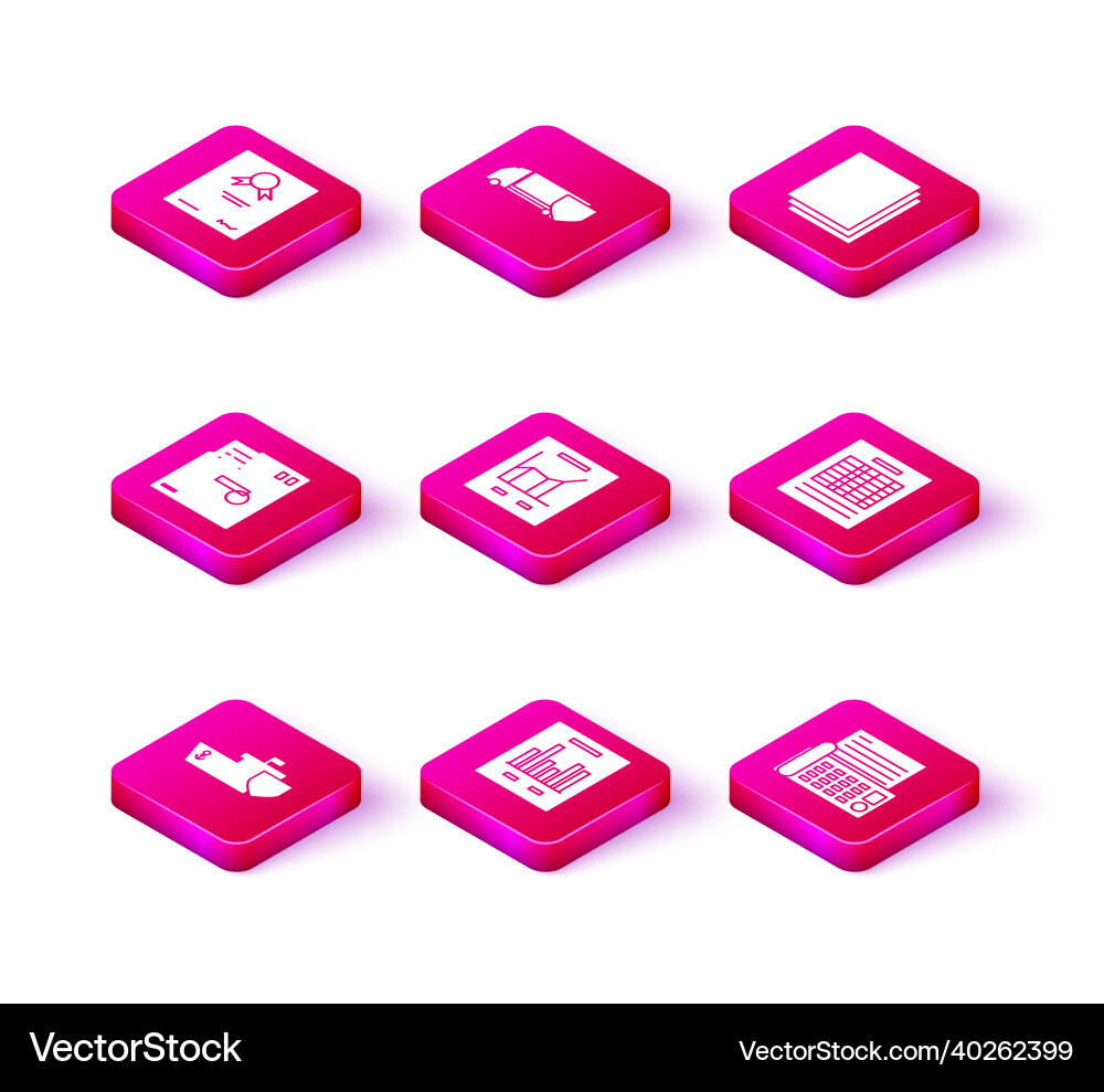 Set ship with shield document graph chart Set ship with shield document graph chart vector image