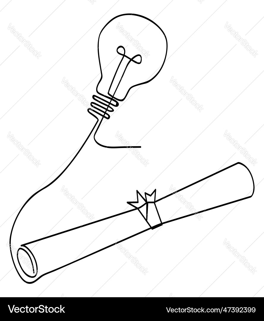 Simple sketch certificate and bulb lamp single Simple sketch certificate and bulb lamp single vector image
