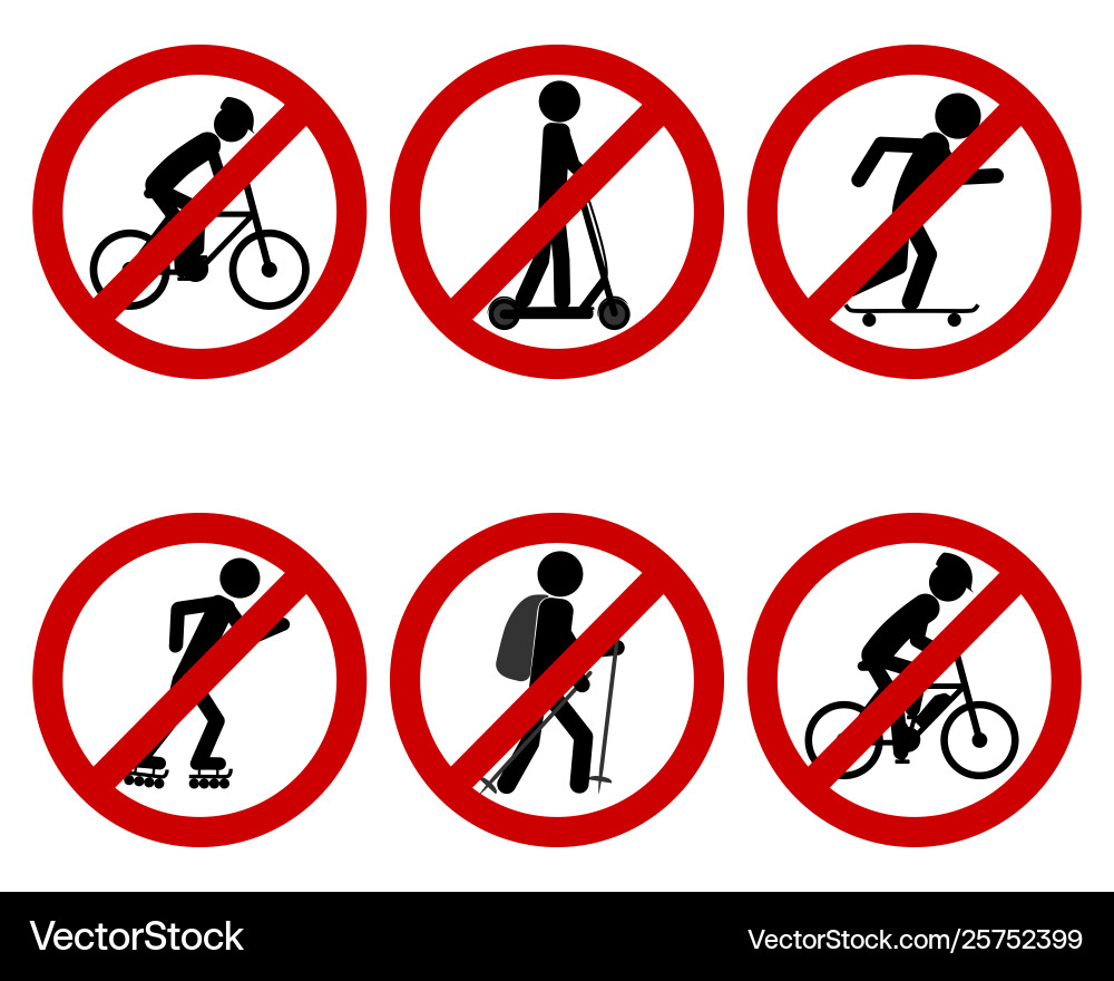 Sports Activity Prohibition Signs Vector Image