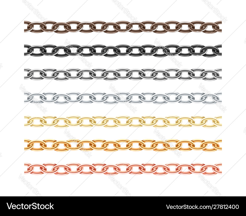Big collection different metal chain seamless Vector Image