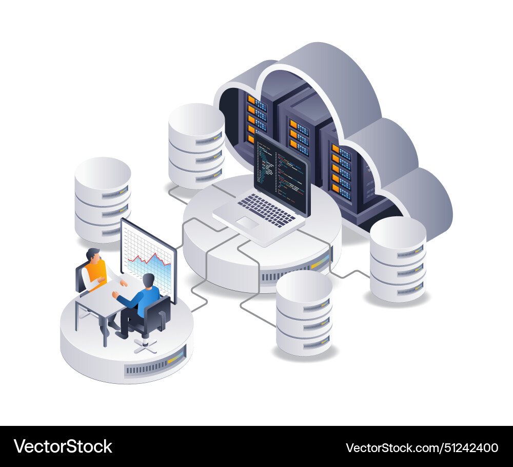 Cloud Server Technology Data Analysis Vector Image
