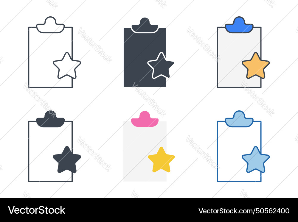 Document with star icons different styles Document with star icons different styles vector image
