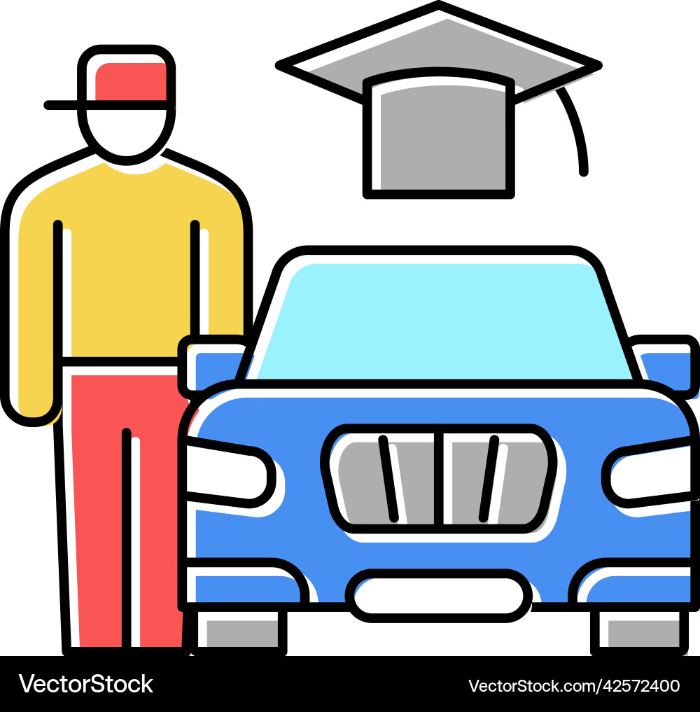 Driving lessons for teens color icon Driving lessons for teens color icon vector image