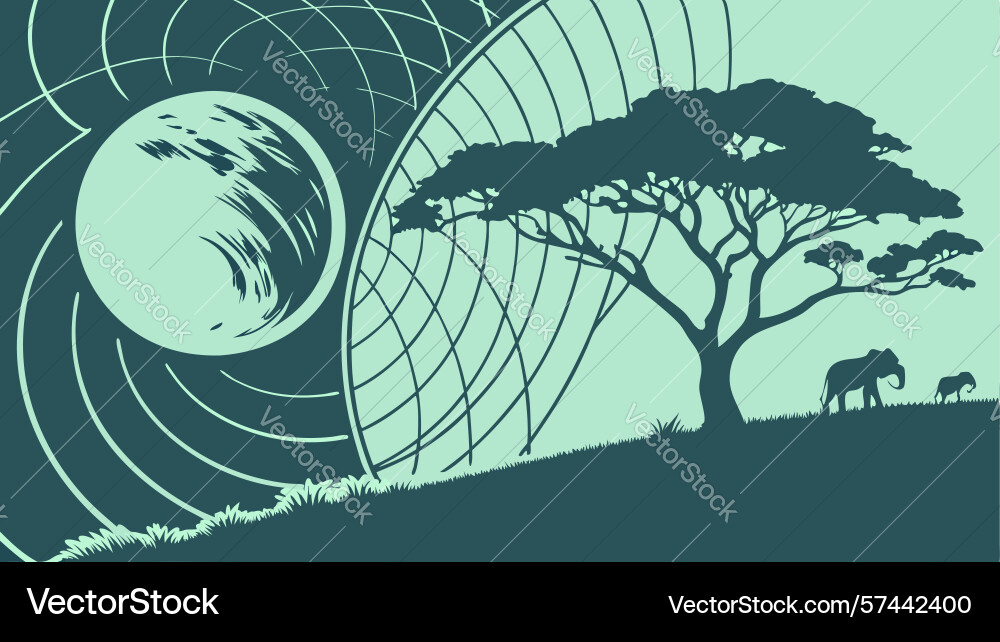 Earth moon with abstract grid global connection vector image