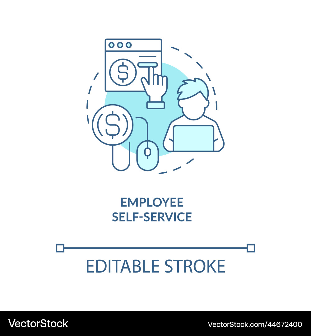 Employee self service turquoise concept icon Employee self service turquoise concept icon vector image