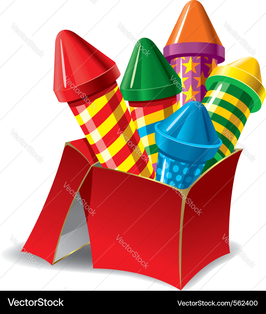 Fireworks Rockets Box Vector Image