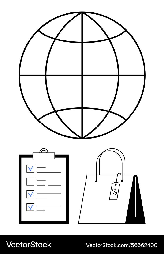Global shopping concept with checklist Vector Image
