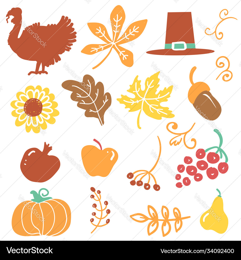Happy thanksgiving day objects beautiful vector image