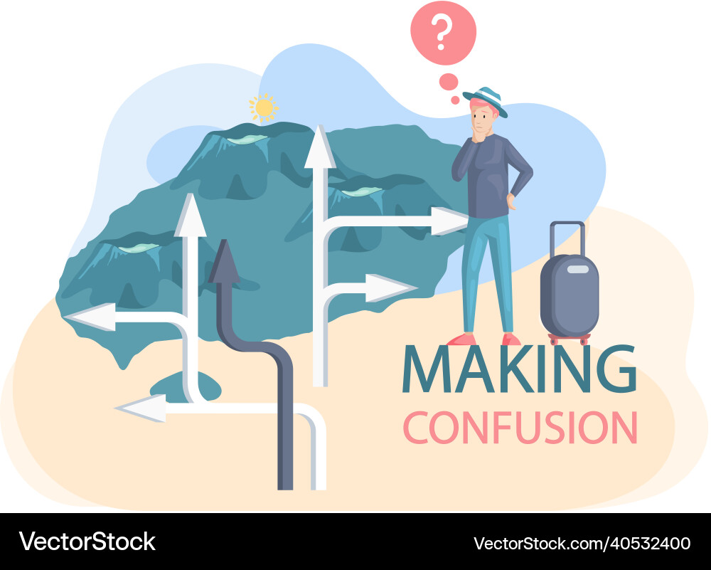 Making confusion choice of path man thought about Making confusion choice of path man thought about vector image
