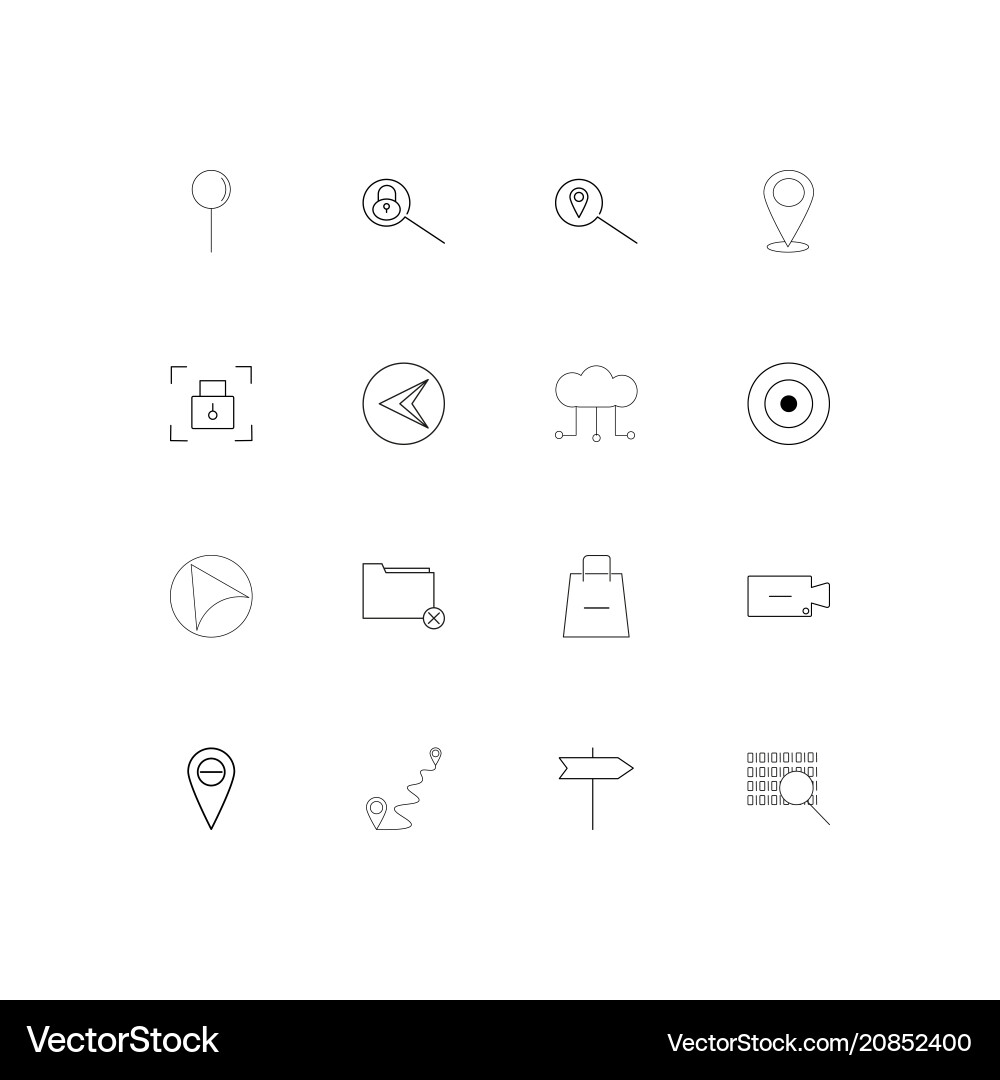 Maps and navigation linear thin icons set vector image