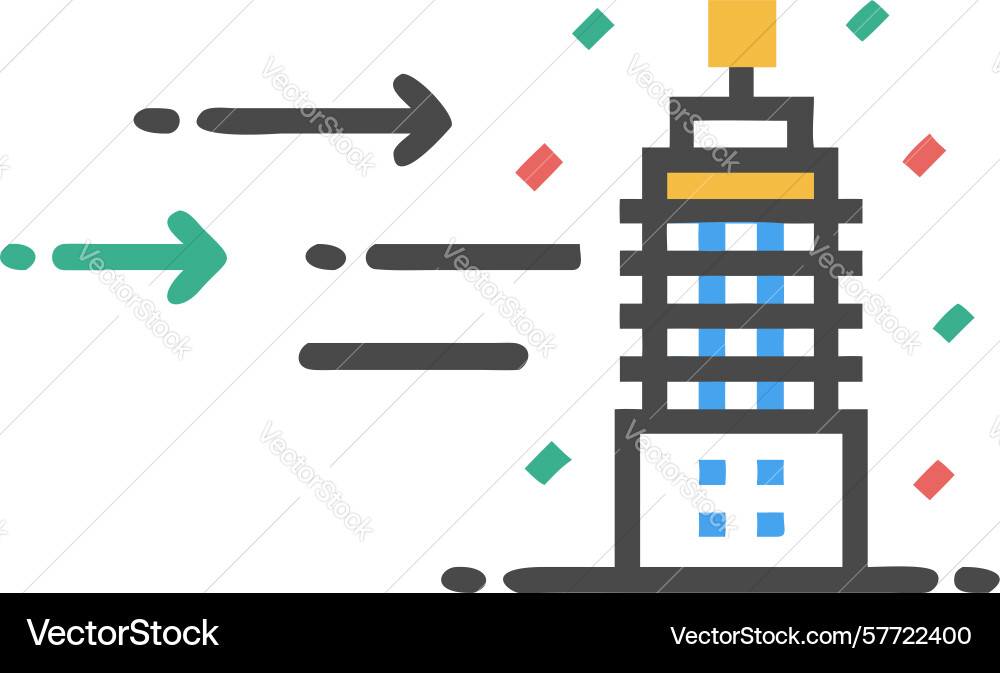 Modern building with pointing arrow Vector Image