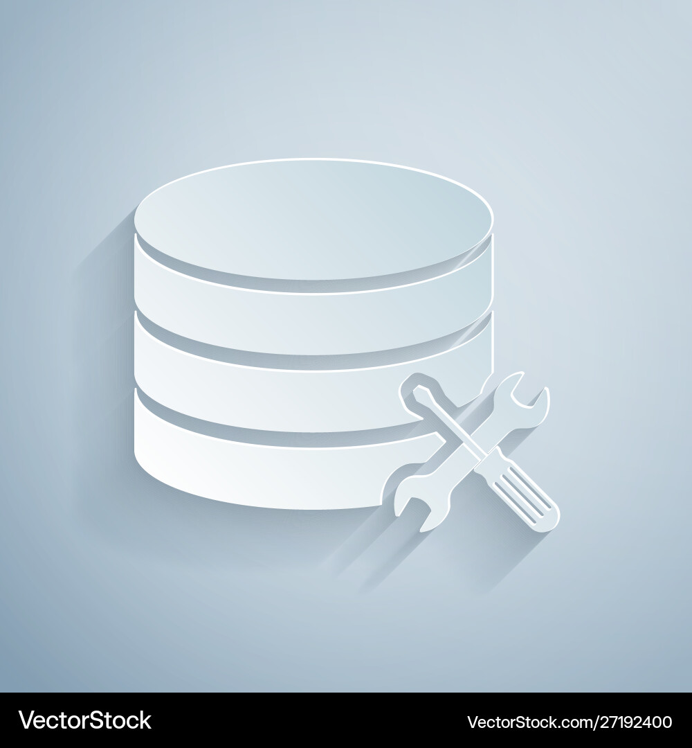 Paper cut database server with screwdriver Paper cut database server with screwdriver vector image