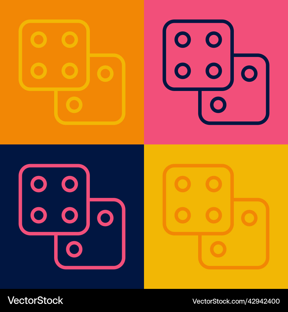 Pop art line game dice icon isolated on color vector image