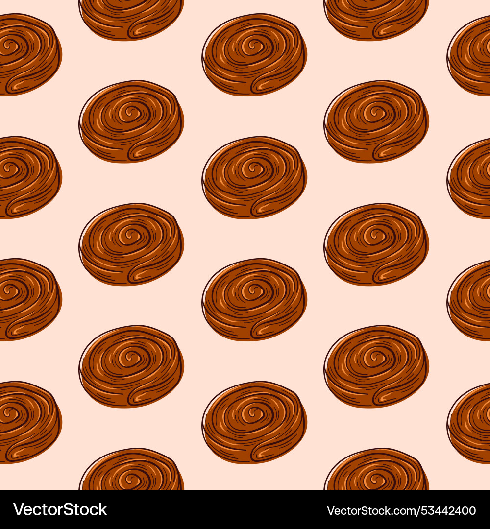 Seamless pattern of cinnamon rolls in flat style Seamless pattern of cinnamon rolls in flat style Vector Image