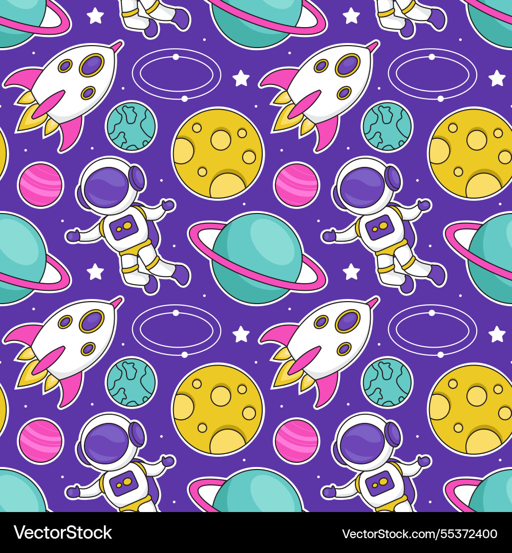 Seamless pattern of outer space exploration Seamless pattern of outer space exploration vector image