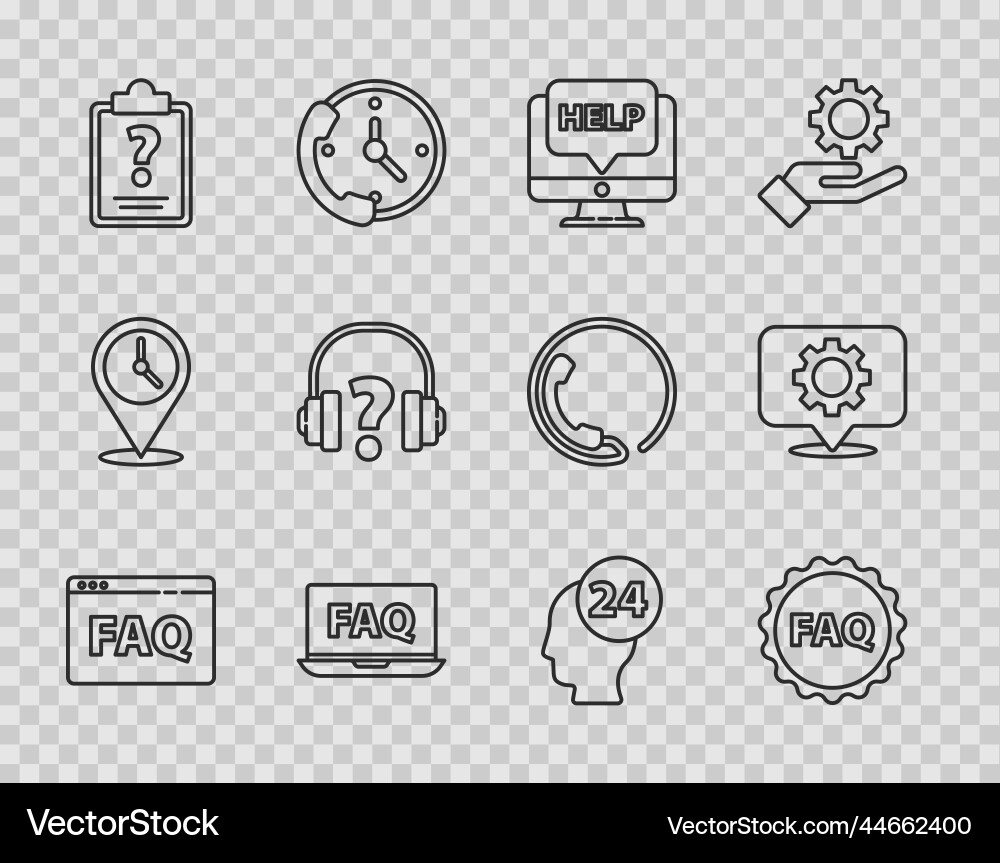 Set line browser faq label with text computer Set line browser faq label with text computer vector image