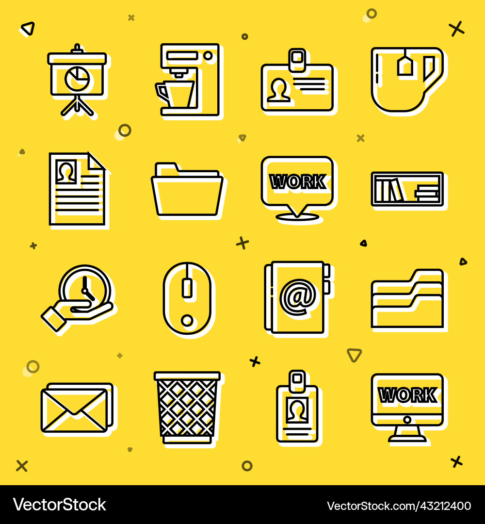 Set line monitor with text work document folder Set line monitor with text work document folder Vector Image