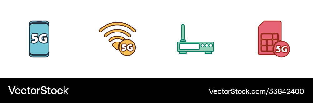 Set mobile with 5g network router and wi-fi Set mobile with 5g network router and wi-fi vector image