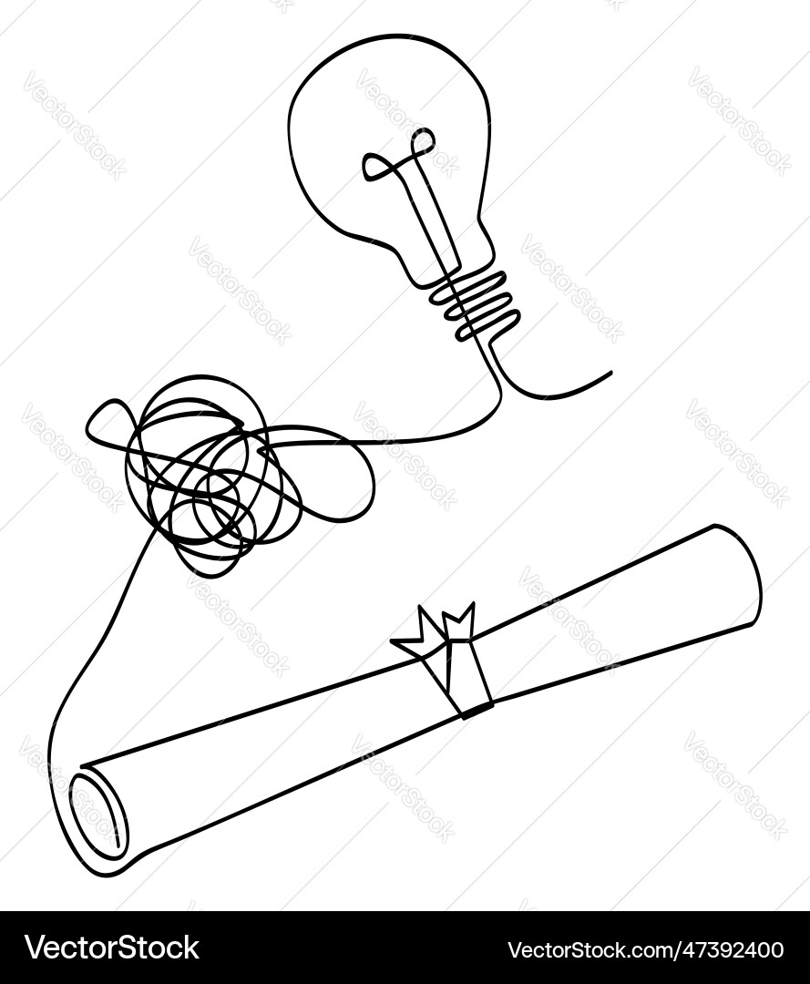 Simple sketch certificate and bulb lamp single Simple sketch certificate and bulb lamp single vector image