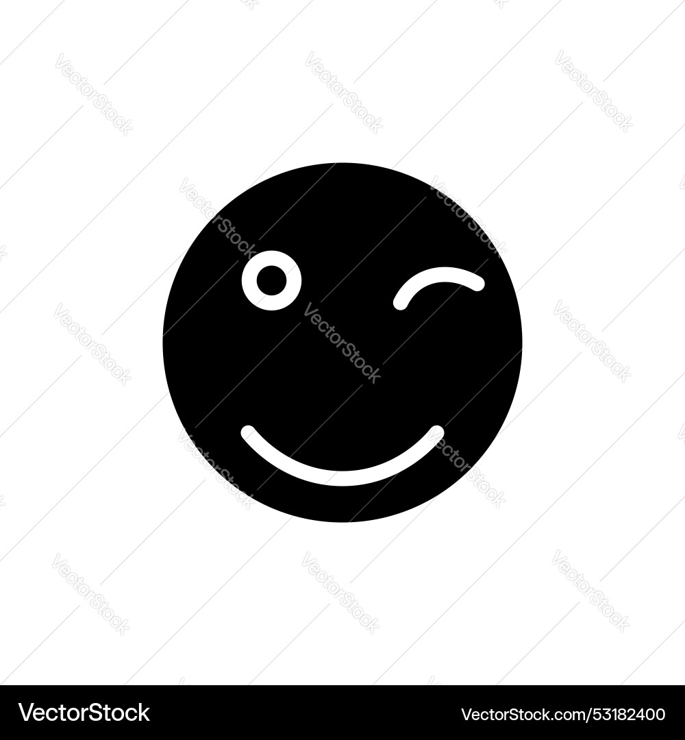 Smile wink icon set eye smiley symbol blink Vector Image