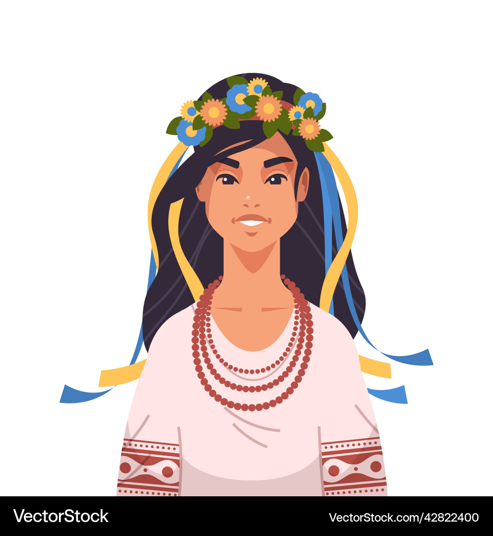 Ukrainian woman in traditional costume with wreath Ukrainian woman in traditional costume with wreath vector image
