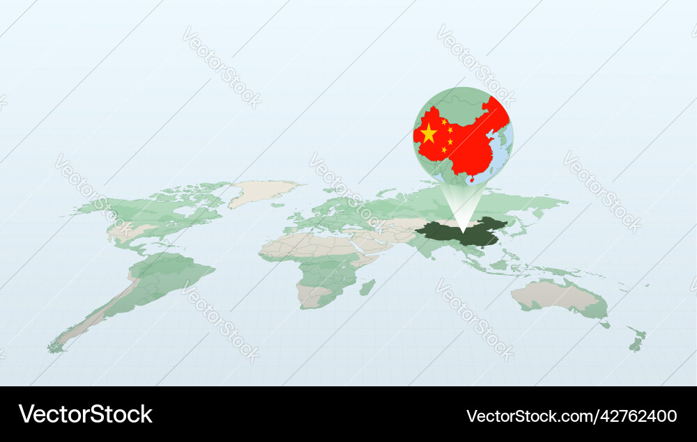 World map in perspective showing the location Vector Image