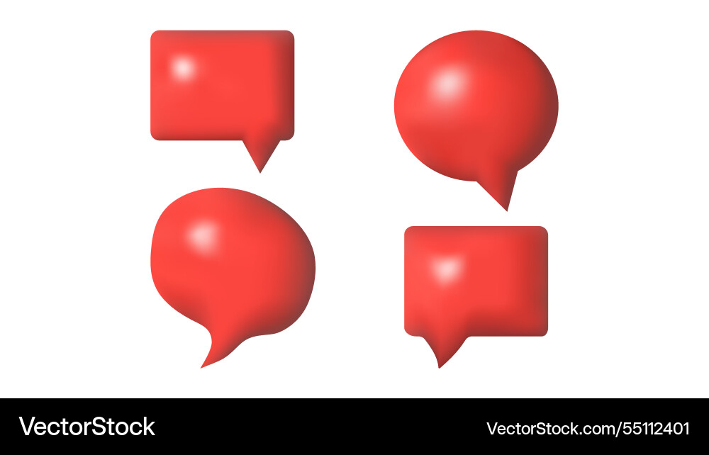3d speech bubbles different shapes message icon 3d speech bubbles different shapes message icon vector image