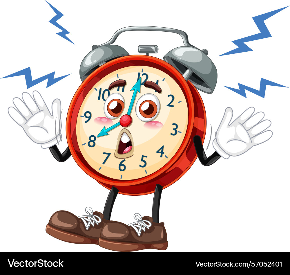 A playful of an animated alarm clock A playful of an animated alarm clock vector image