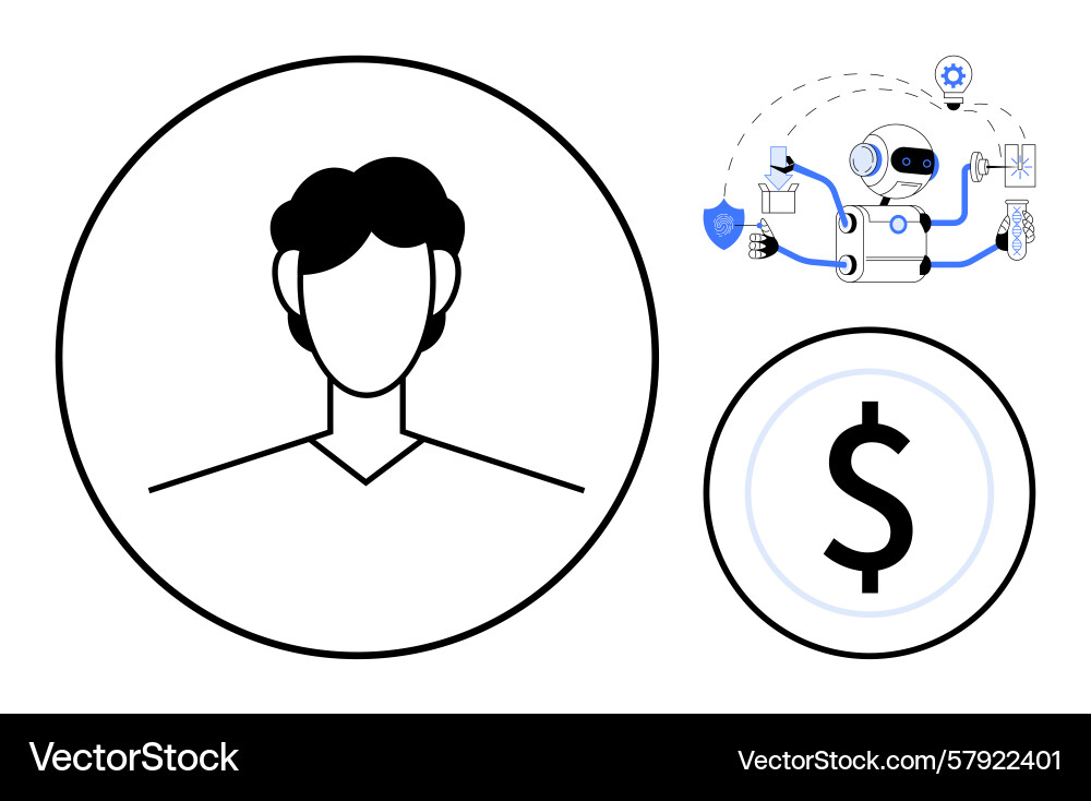 Artificial intelligence managing personal data Artificial intelligence managing personal data Vector Image