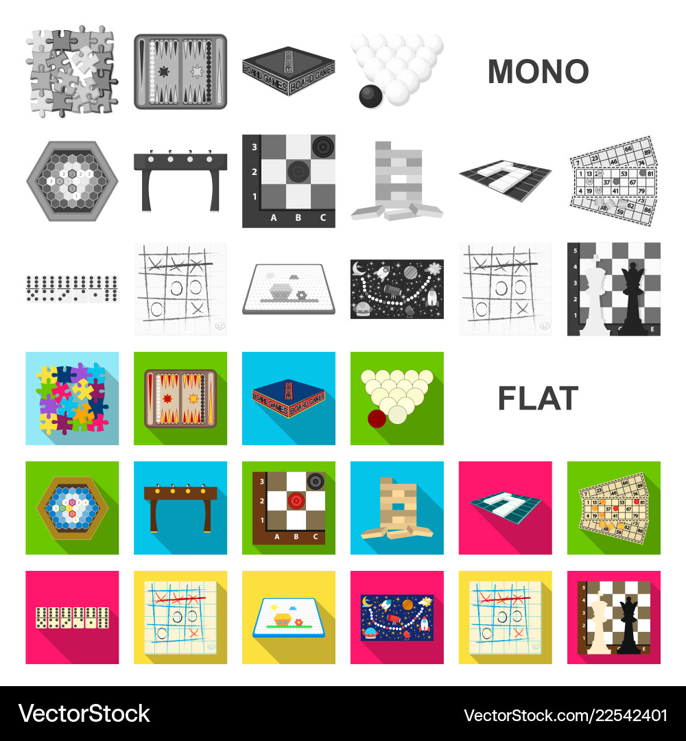 Board game flat icons in set collection for design Board game flat icons in set collection for design vector image