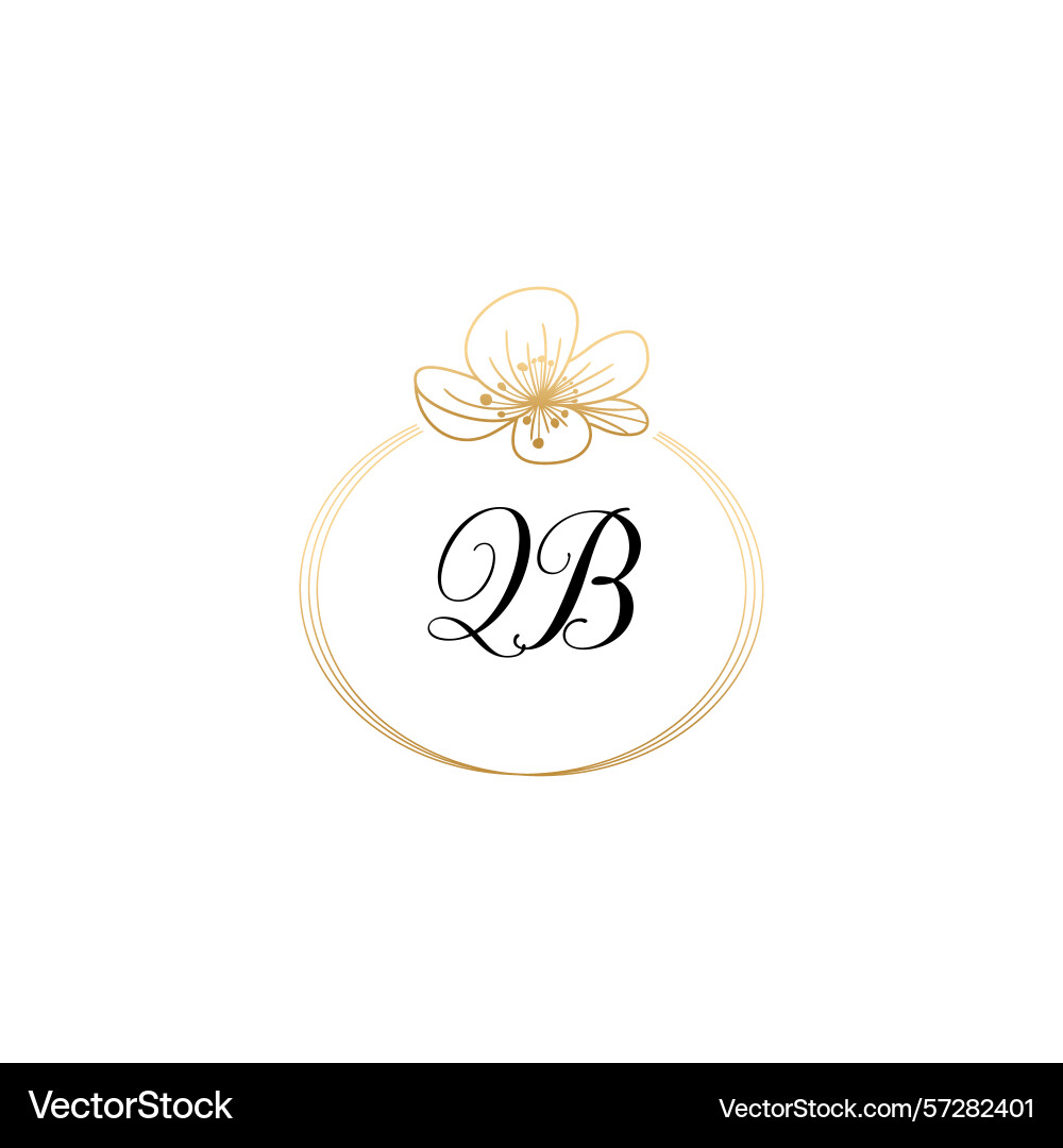 Botanical monogram logos with initial qb vector image