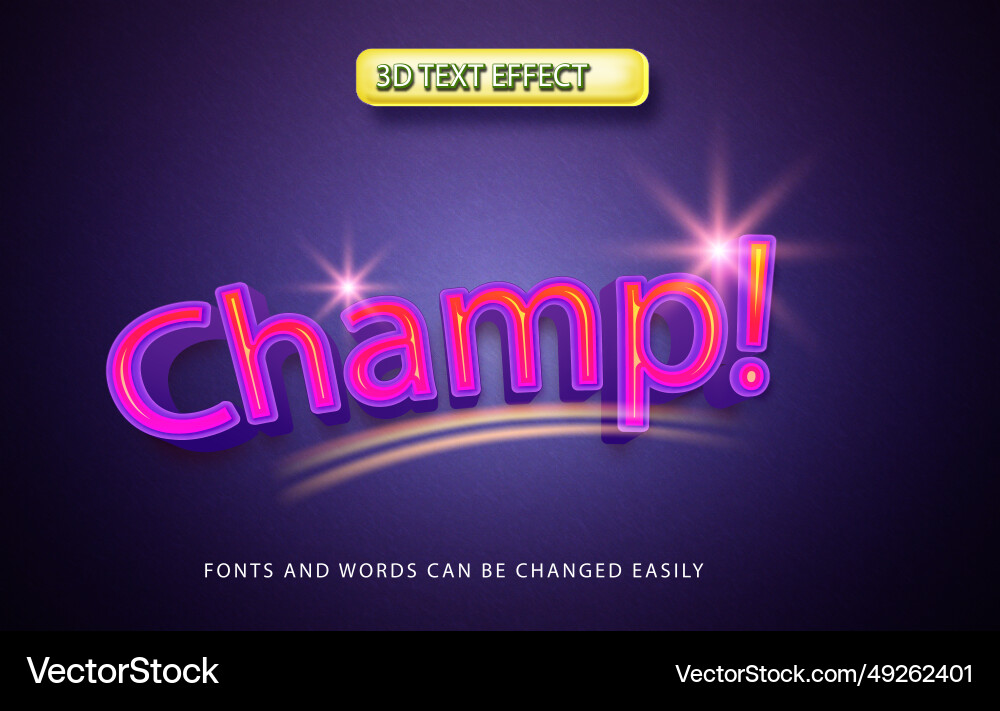 Champ 3d editable text effect style Vector Image
