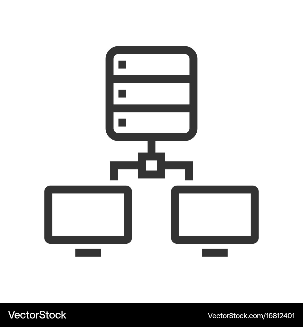 Connection between computers and server vector image