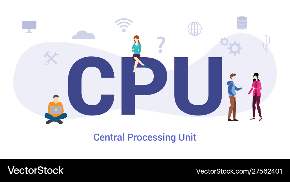 Cpu central processing unit concept with big word Cpu central processing unit concept with big word vector image