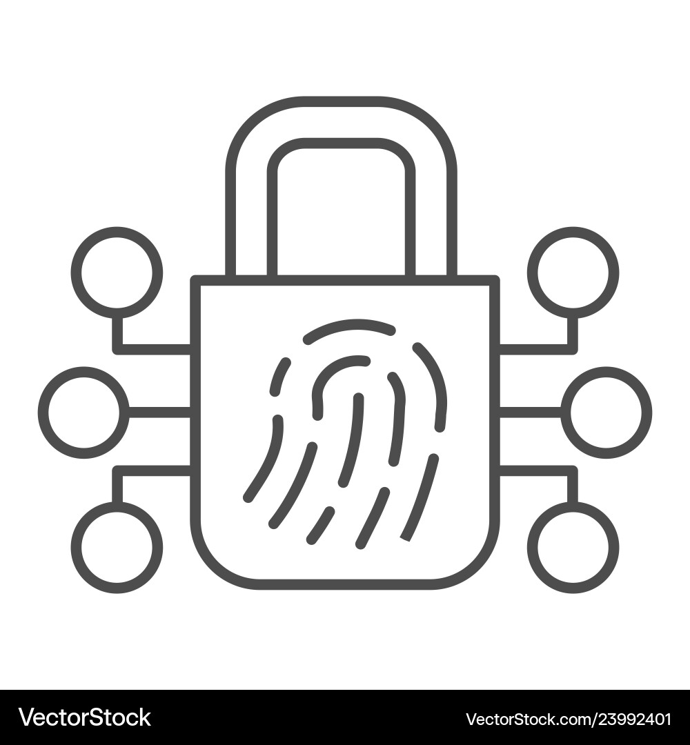 Fingerprint with lock thin line icon finger scan Fingerprint with lock thin line icon finger scan vector image