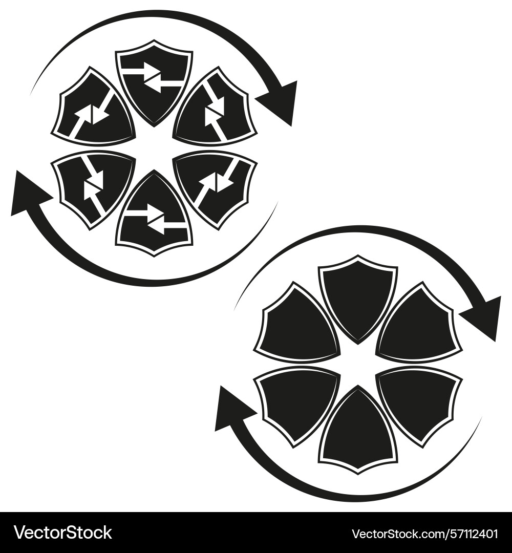 Gear mechanism icon circular arrow rotation Gear mechanism icon circular arrow rotation Vector Image