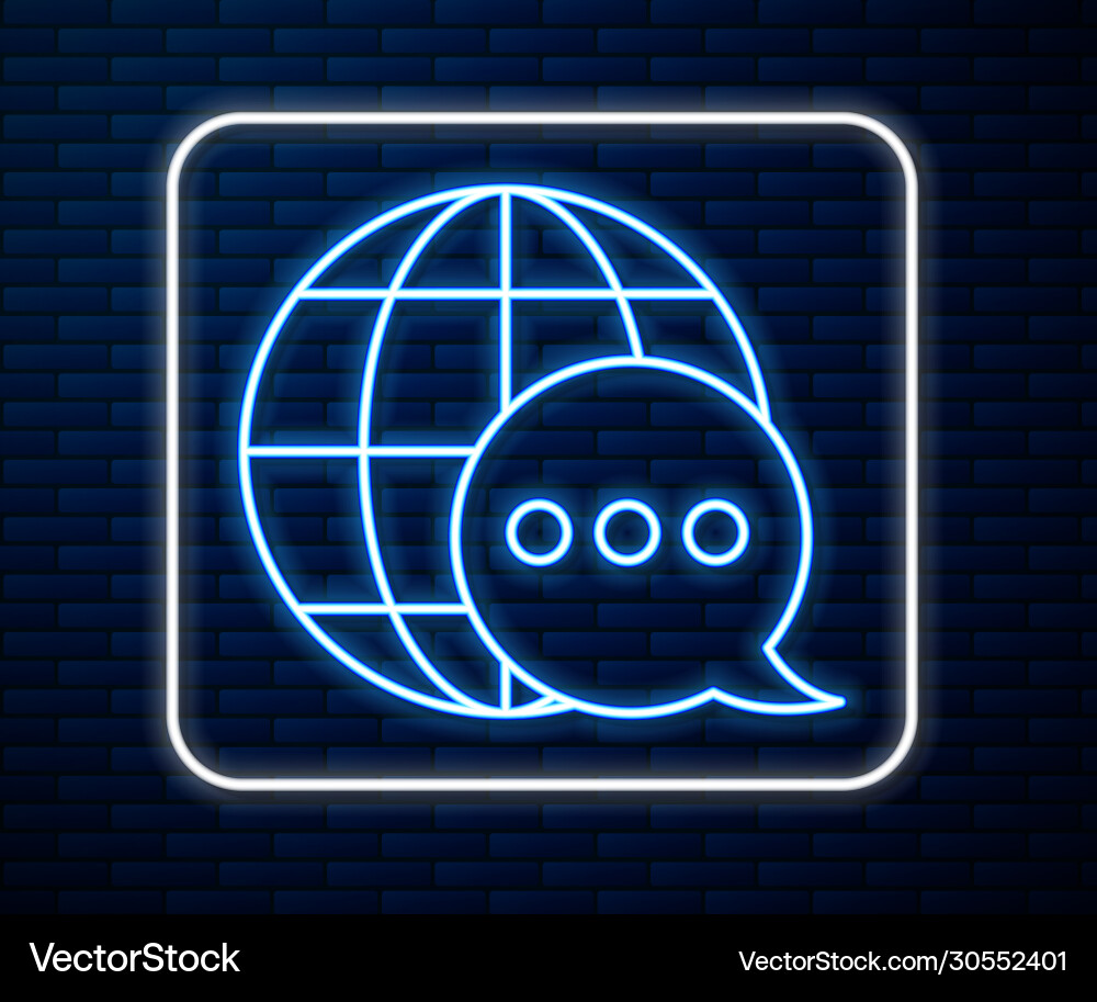 Glowing neon line world map made from speech Glowing neon line world map made from speech vector image