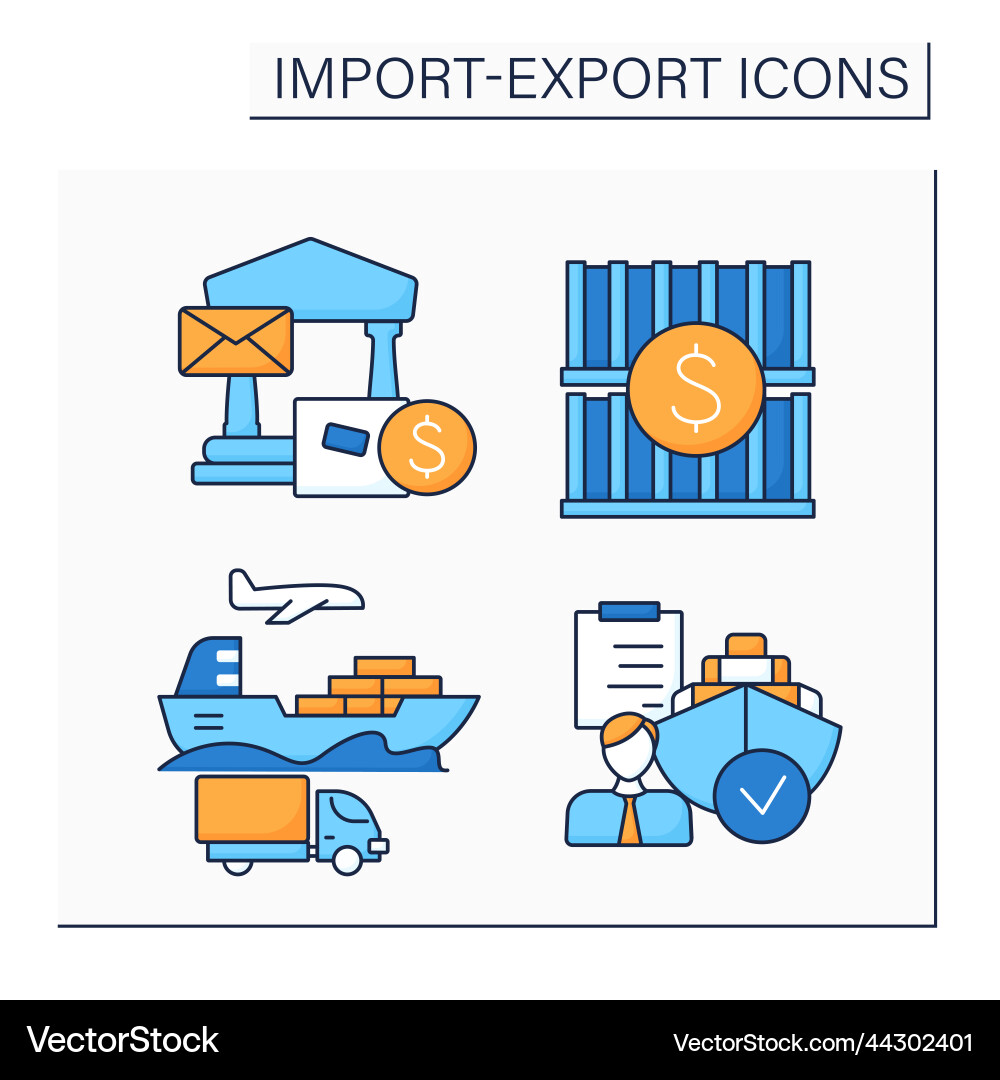 Import and export color icons set Vector Image