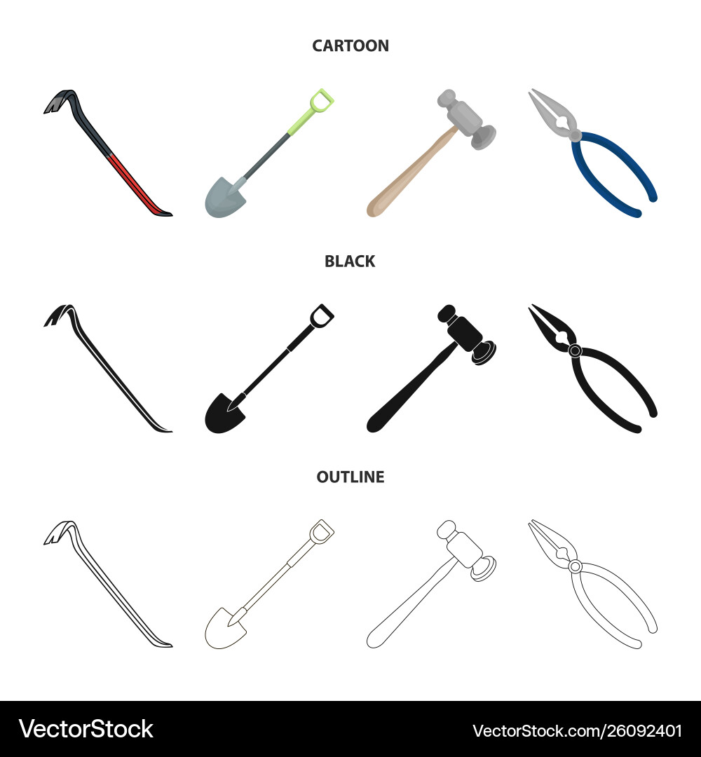Isolated object tool and construction sign vector image