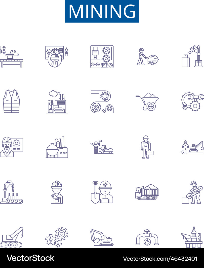Mining Icon Set - Extraction & Mining vector image