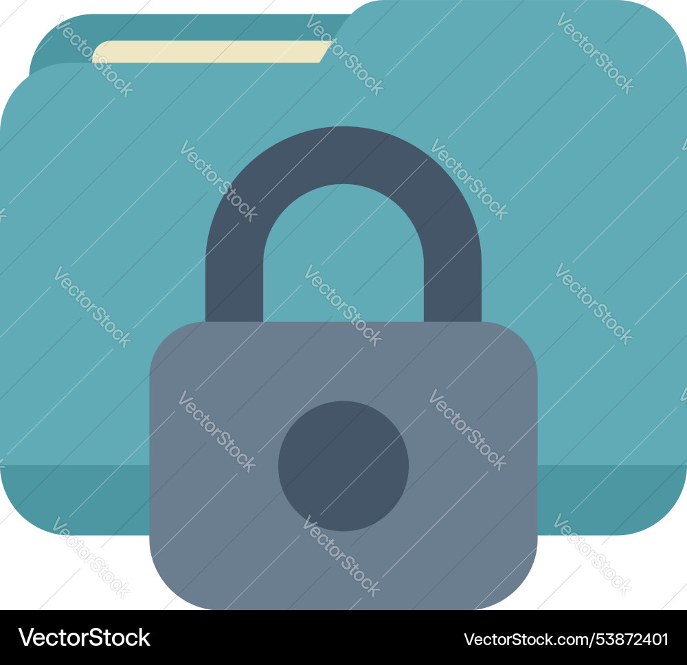 Padlock protecting folder securing important vector image
