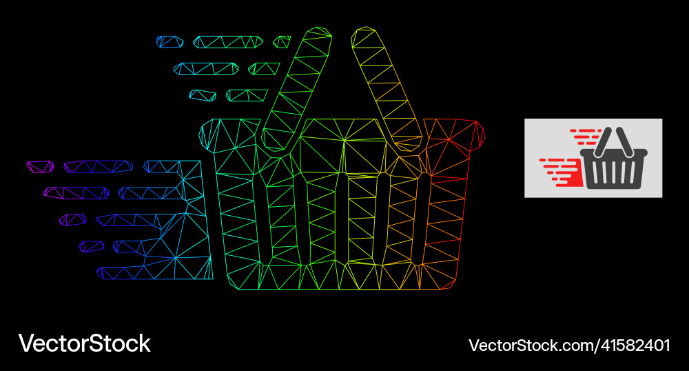 Rainbow gradient polygonal net shopping basket Vector Image