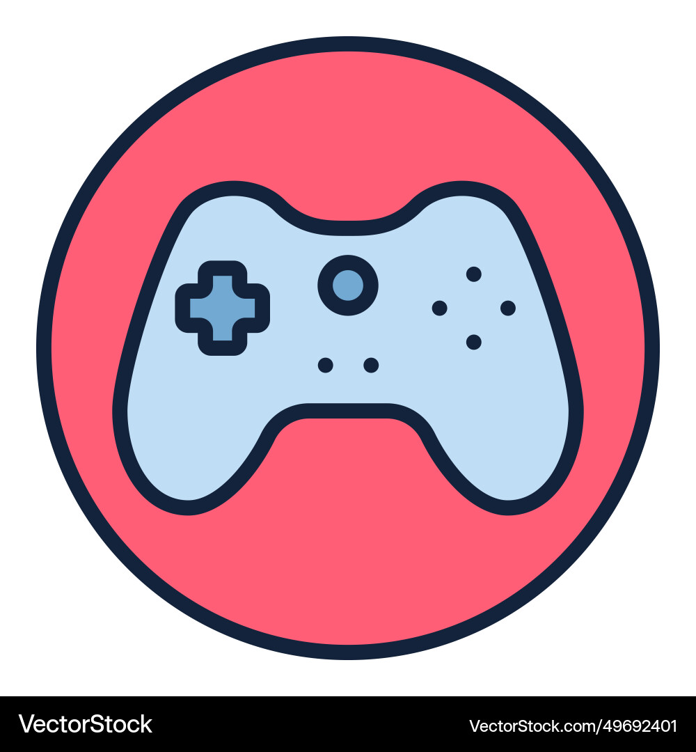 Red circle with game controller gamepad colored Red circle with game controller gamepad colored vector image