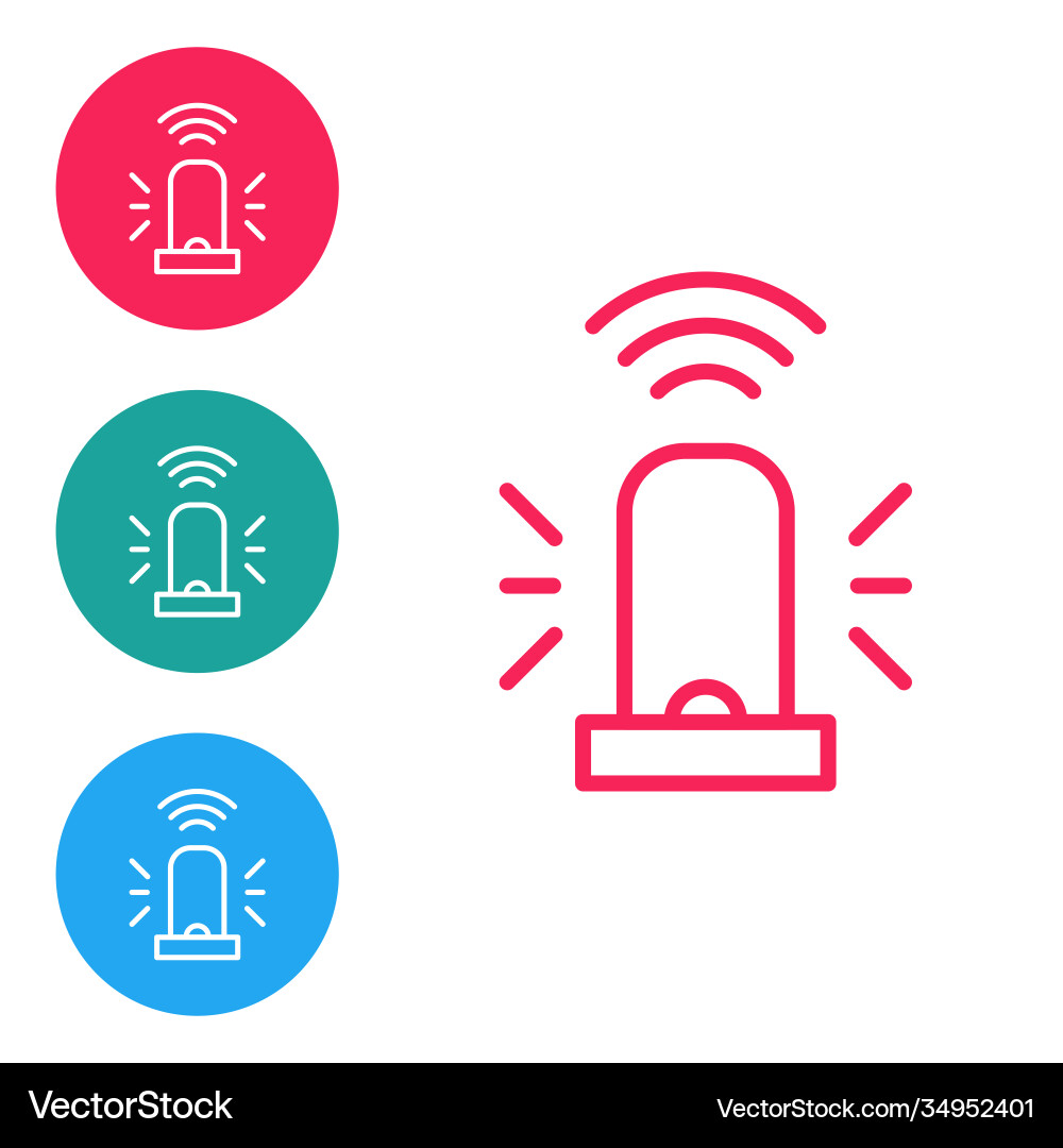 Red line smart flasher siren system icon isolated Red line smart flasher siren system icon isolated Vector Image