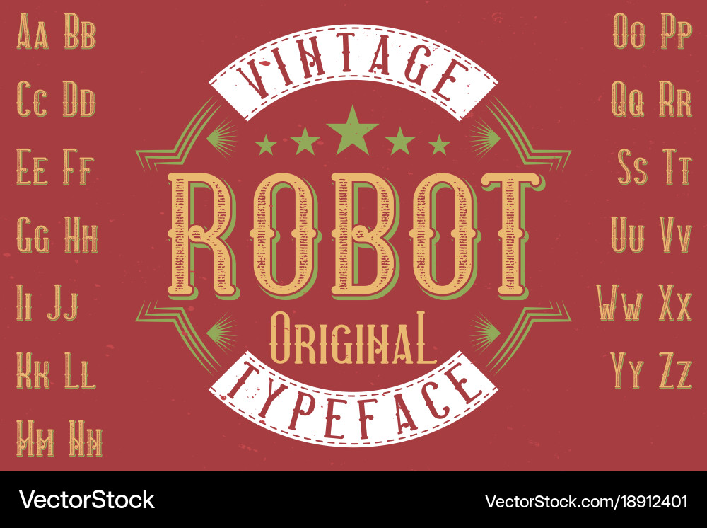 Robot Label Typeface vector image